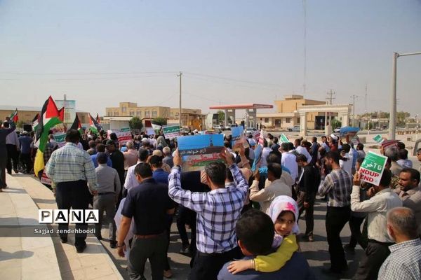 حمایت مردم اهرم از جبهه مقاومت در فلسطین