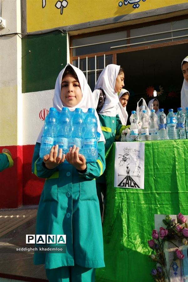حمایت دانش‌آموزان دبستان شهیدان حجازی گلوگاه از مردم مظلوم غزه