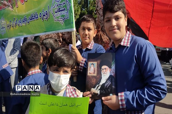 حمایت مردم و دانش‌آموزان شهر ساوه از مردم فلسطین