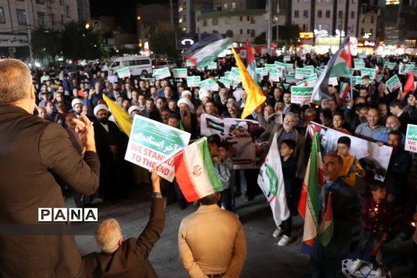 خروش مردم شهرستان‌قدس در محکومیت کشتار کودکان غزه