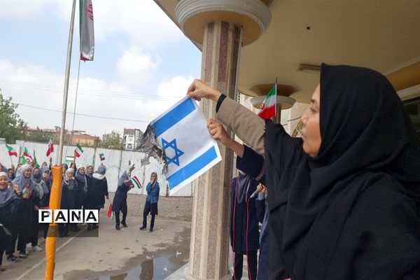 حمایت دانش‌آموزان دبیرستان حضرت خدیجه از جبهه مقاومت و محکومیت رژیم صهیونیستی