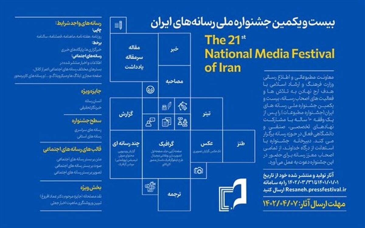 فراخوان بیست‌ویکمین جشنواره ملی رسانه‌های ایران صادر شد