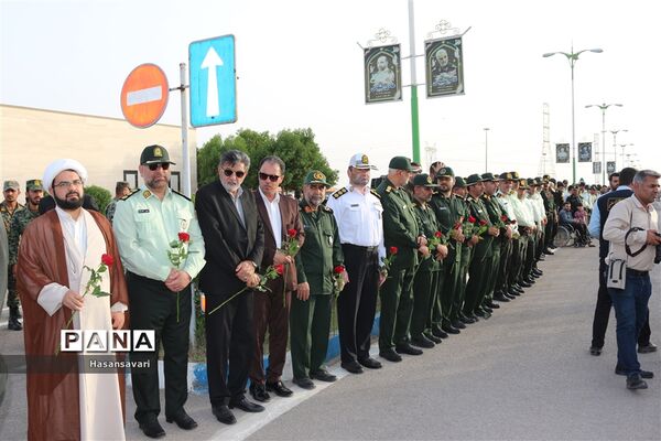 مراسم وداع با پیکر پاک شهید مدافع امنیت سرگرد محمد قنبری در ستاد فراجا استان خوزستان