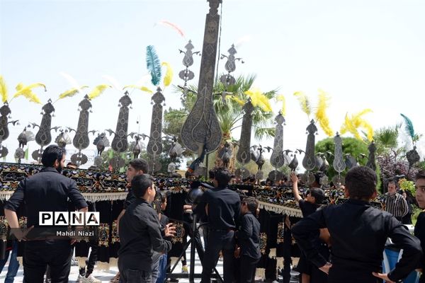 دسته زنجیر‌زنی در آرامگاه  مدرس کاشمر