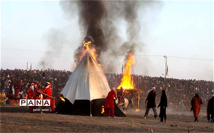 آیین سنتی مذهبی خیمه‌برداری در نوش آباد برگزار شد