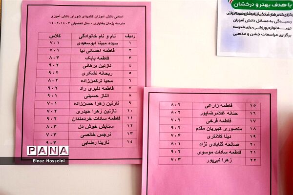 دوره انتخابات شورای دانش‌آموزی در دبیرستان دخترانه پژمان‌بختیاری