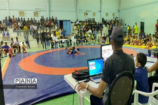 رقابت های کشتی آزاد چند جانبه به میزبانی شهرستان حاجی آباد