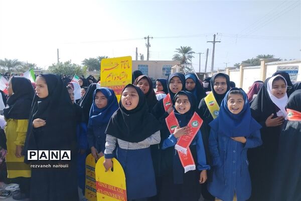 شکوه حضور مردم بزمان در راهپیمایی۱۳ آبان