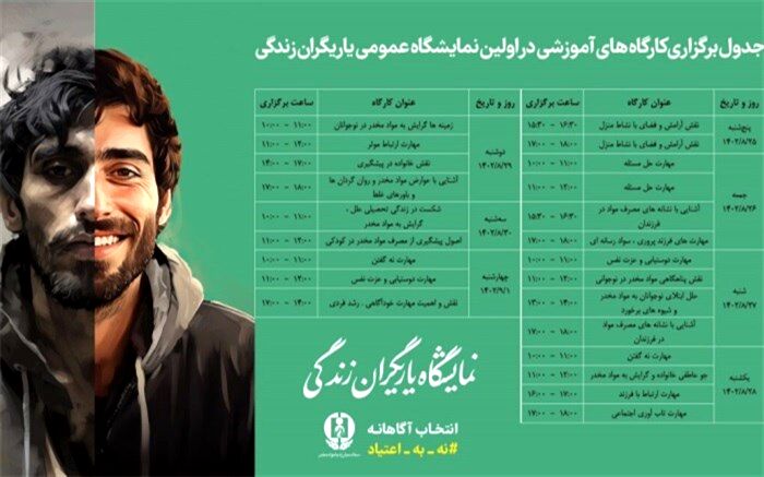 برگزاری ۲۳ کارگاه‌ آموزشی پیشگیری از اعتیاد در نمایشگاه «یاریگران زندگی»