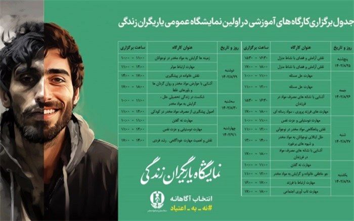 برگزاری ۲۳ کارگاه‌ آموزشی پیشگیری از اعتیاد در نمایشگاه «یاریگران زندگی»