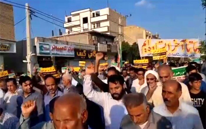 دانش‌آموزان  رودان همگام با مردم در حمایت از مردم فلسطین به میدان آمدند/فیلم