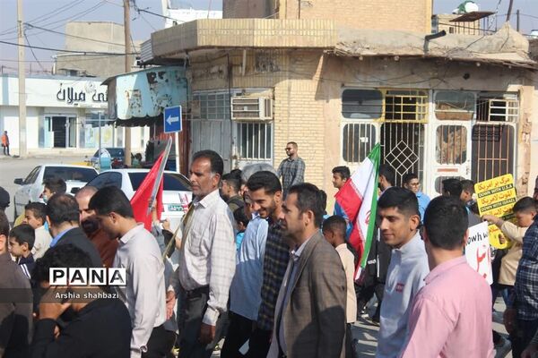 تجمع دانش‌آموزان آغاجاری در حمایت از کودکان مظلوم فلسطین