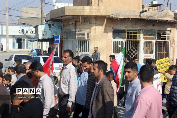 تجمع دانش‌آموزان آغاجاری در حمایت از کودکان مظلوم فلسطین