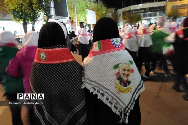 مراسم تجمع و راهپیمایی  از کودکان مظلوم فلسطین در آباده