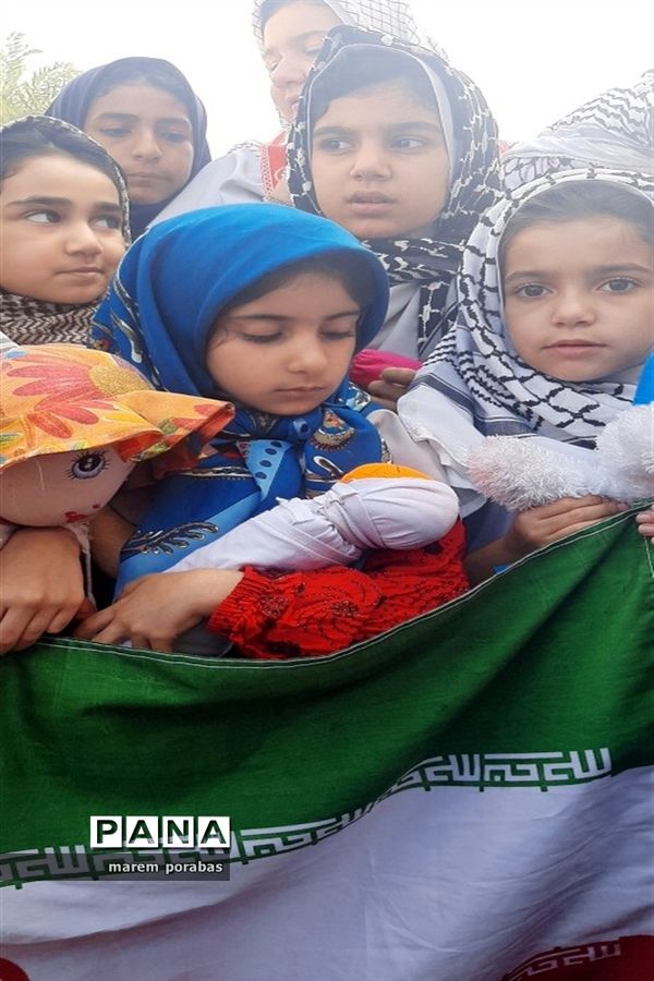 تجمع دانش‌آموزان شادگانی در حمایت از کودکان مظلوم غزه