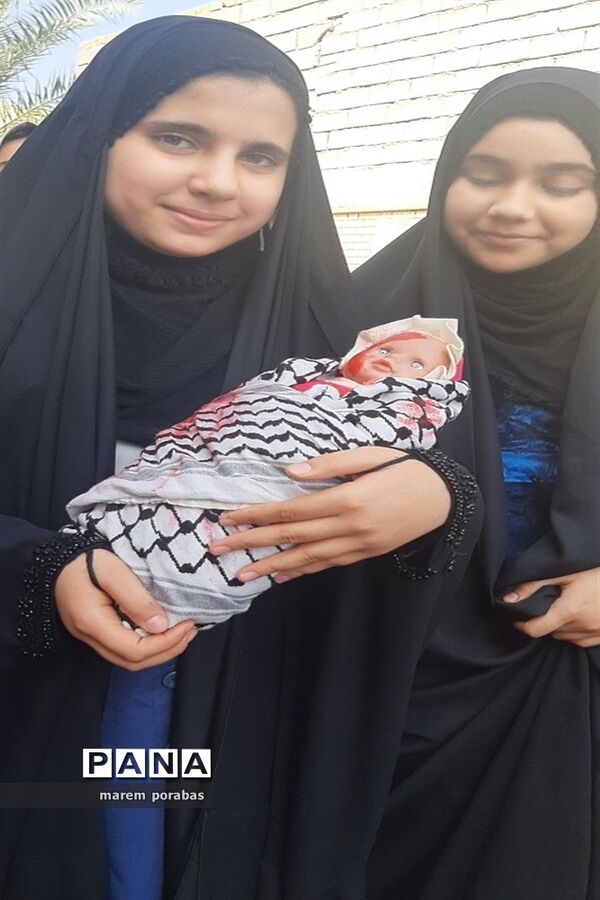 تجمع دانش‌آموزان شادگانی در حمایت از کودکان مظلوم غزه