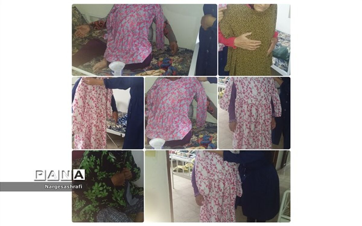 اهدای لباس به ده سالمند در مرکز سالمندان نورای شهر زیارت