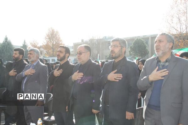 مراسم بدرقه  پیکرشهید مدافع حرم الیاس چگینی در دبیرستان شاهد کوثر