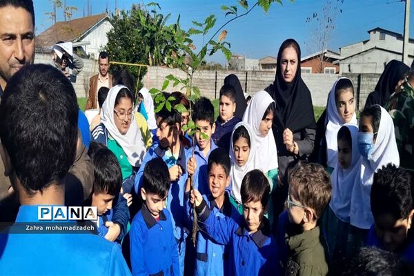 آغاز رسمی کاشت نهال به اسم کودکان غزه و پویش میرزا کوچک خان جنگلی در مدرسه وحدت اهلم