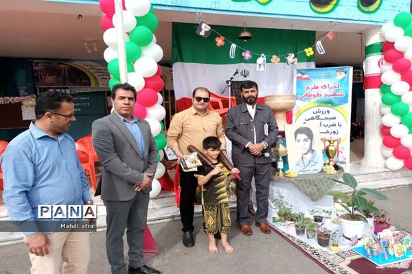 اجرای ورزش زورخانه ای(طرح شهید طوقانی) در دبستان شهید نهایی ۲ بهبهان