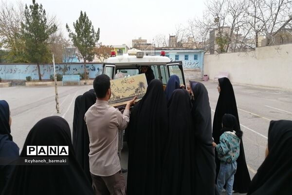 آیین  وداع با پیکر شهید گمنام در دبیرستان شهید عباسی ناحیه۷ مشهد