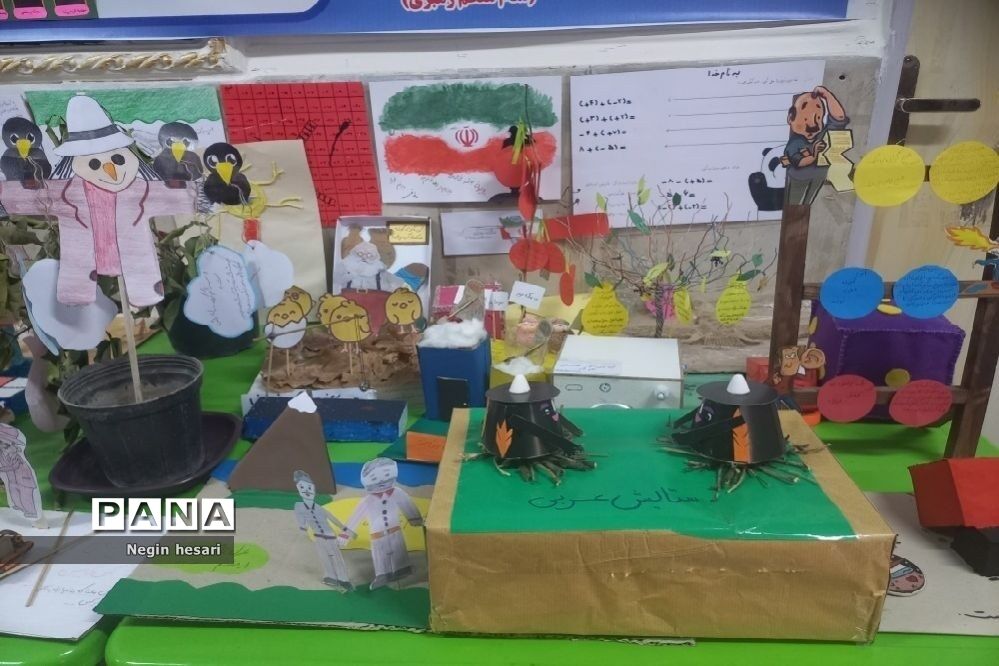 نمایشگاه دست‌سازه با وسایل دورریختنی در آموزشگاه ملوک زندی شهرستان پیشوا