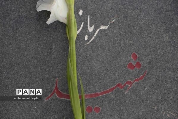 غبارروبی مزار شهدا توسط دانش‌آموزان یزدی