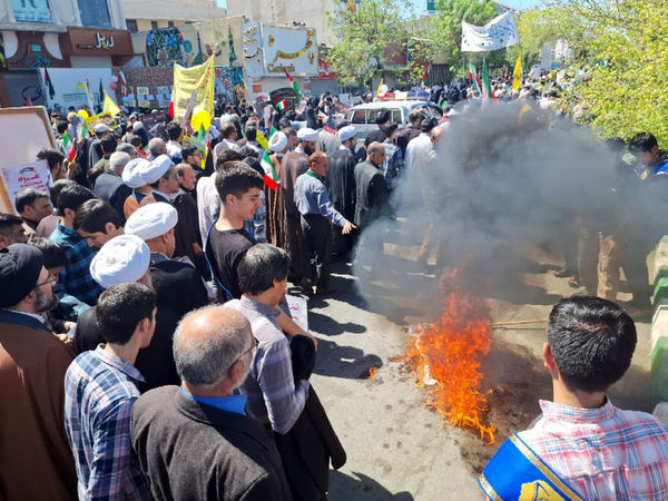 راهپیمایی روز قدس همراه با تشییع پیکر شهید صداقت در قم