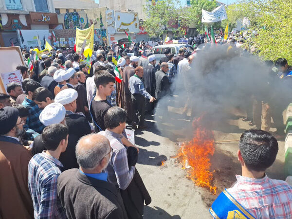 راهپیمایی روز قدس همراه با تشییع پیکر شهید صداقت در قم