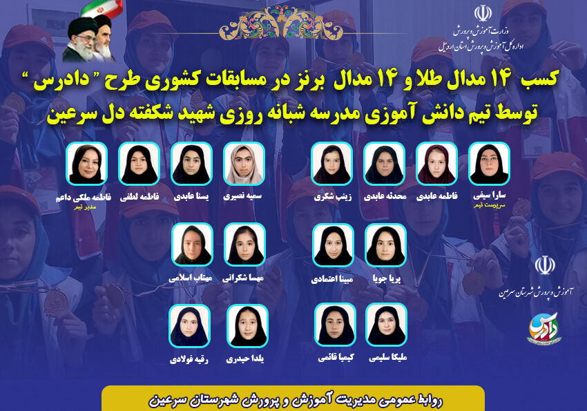 کسب مدال‌های رنگارنگ کشوری توسط تیم دانش‌آموزی سرعین در مسابقات طرح «دادرس»
