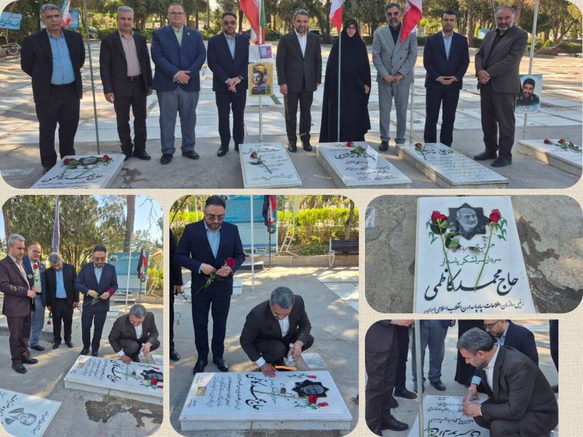 آیین غبارروبی مزار شهدا با حضور احمد محمودزاده در آستانه سالروز شهادت سردار محمد کاظمی