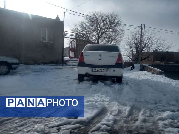 بارش برف زمستانی در روستا بتو 