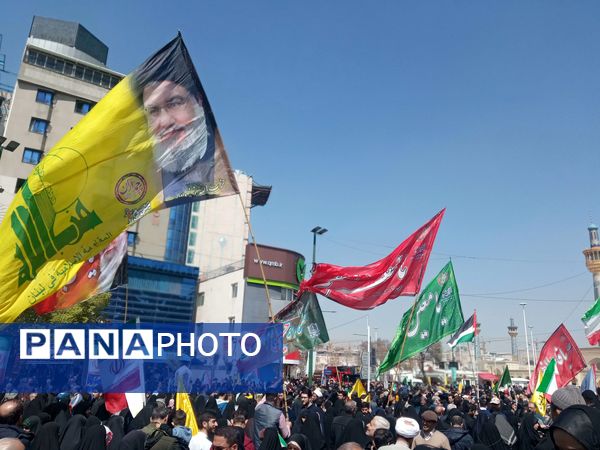 حضور پرشور مشهدی‌ها در راهپیمایی روز قدس؛ فریاد حمایت از فلسطین