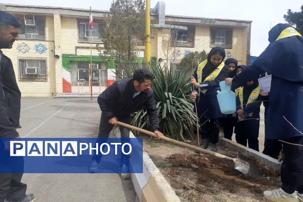 کاشت نهال به مناسبت روز درخت کاری دردبیرستان شهید مجید دهنوی 
