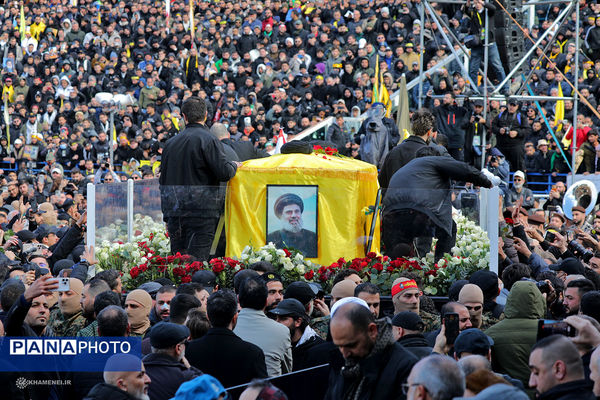 تشییع پیکر شهیدان سیدحسن نصرالله و سیدهاشم صفی الدین