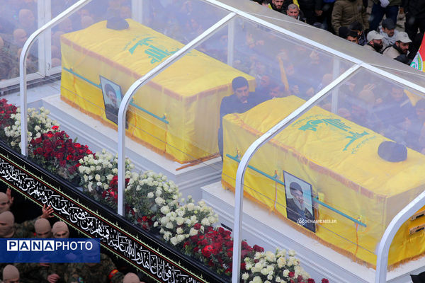 تشییع پیکر شهیدان سیدحسن نصرالله و سیدهاشم صفی الدین