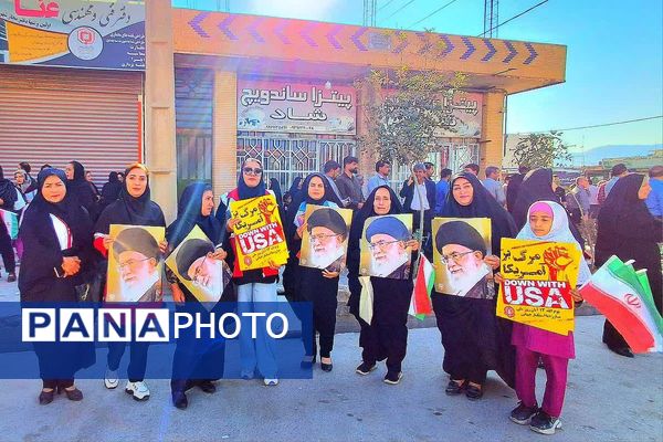 حضور پرشور دانش‌آموزان و فرهنگیان در راهپیمایی روز دانش‌ آموز در باشت 