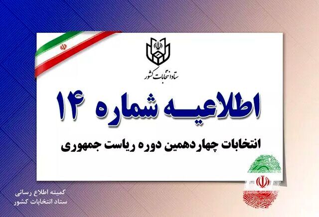 فهرست اسامی و شناسه نامزدهای انتخابات چهاردهمین دوره ریاست جمهوری