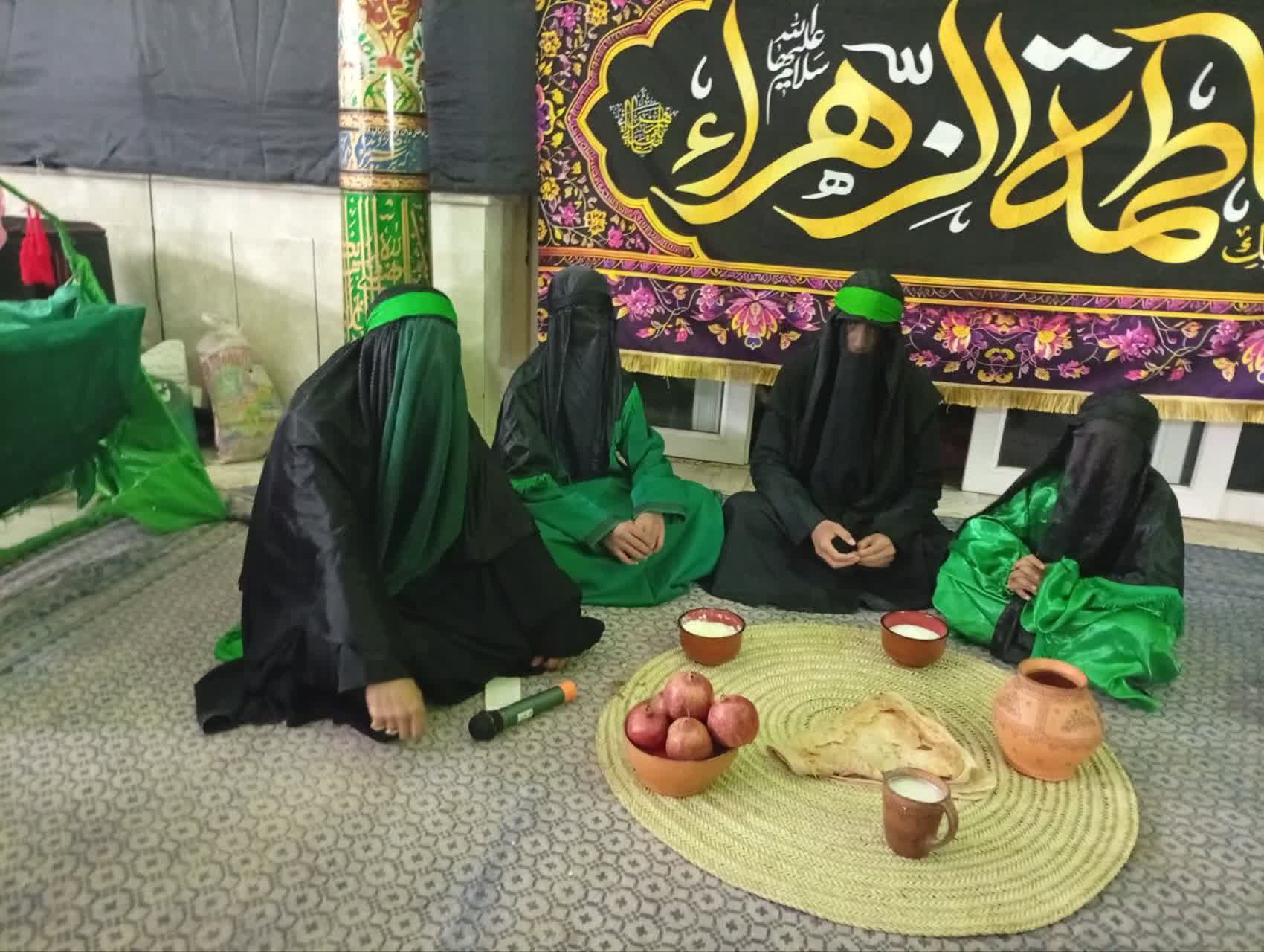 اجرای نمایش و شبیه خوانی دهه فاطمیه در تکیه ابوالفضلی روستای فدافن