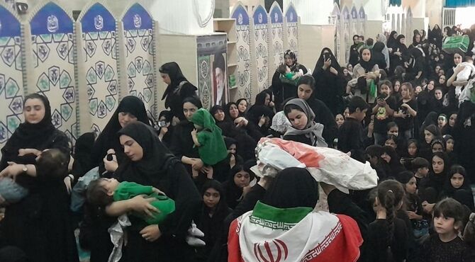 صباشهر غرق در عطر علی‌اصغر(ع)؛ مادران عاشورایی گرد هم آمدند