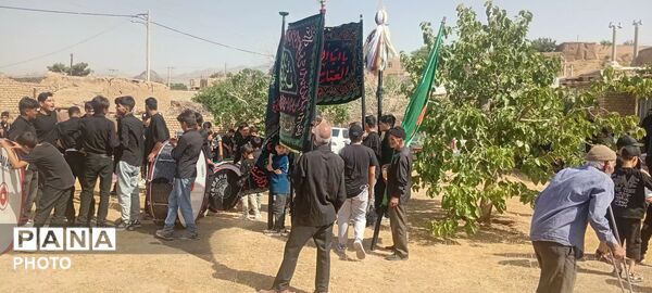 حرکت دسته های عزاداری در روستای فرشه