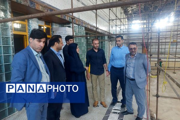 نظارت بر پیشرفت بازسازی مجموعه ورزشی محمد حسین ثمری در ملارد