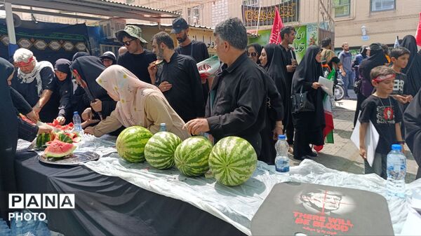  موکب کانون بسیج فرهنگیان منطقه ۱۰ در روز تشییع قائد شهید