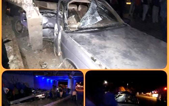 یک کشته در حادثه برخورد خودرو با تیر چراغ برق در قاین