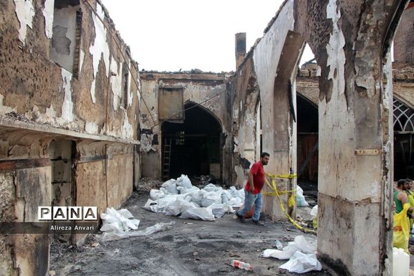 مسجد جامع ساری پس از آتش‌سوزی