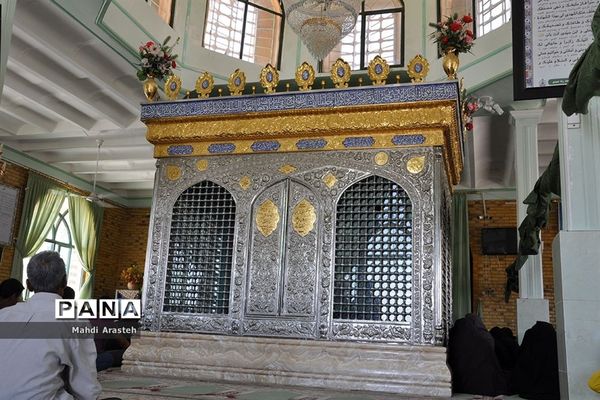 حضور کاروان زیر سایه خورشید در مزار بی بی صاحبه روستای نوزاد شهرستان درمیان