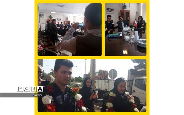 استقبال از افتخار افرینان کاشمری مرحله ی کشوری مسابقات فرهنگی و هنری