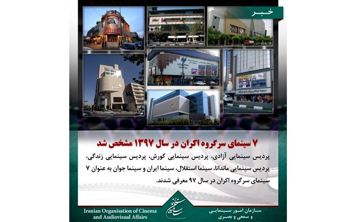 سینماهای سرگروه اکران در سال 1397 مشخص شد
