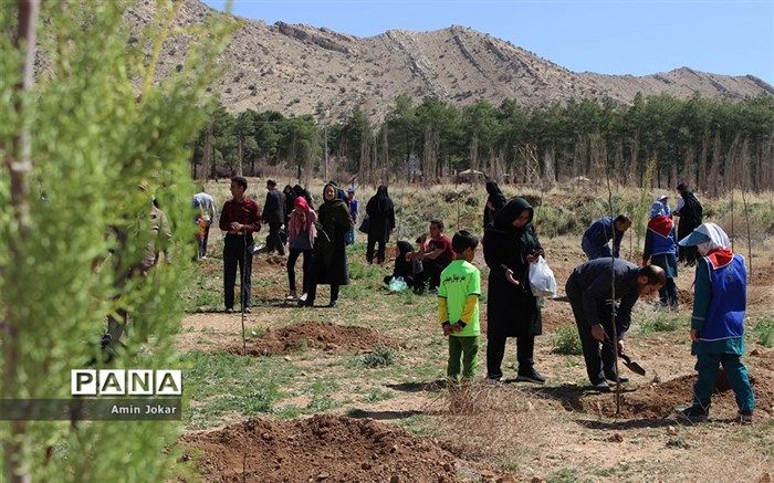 کاشت 100 اصله نهال توسط دانش آموزان پیشتاز شیرازی