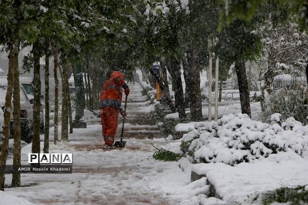 برف ریزان بهاری با بارش برف زمستانی در کرج